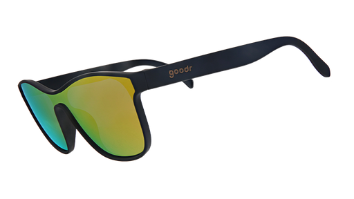 From Zero to Blitzed | zwarte zonnebril in futuristische stijl met amberkleurige glazen | goodr zonnebril