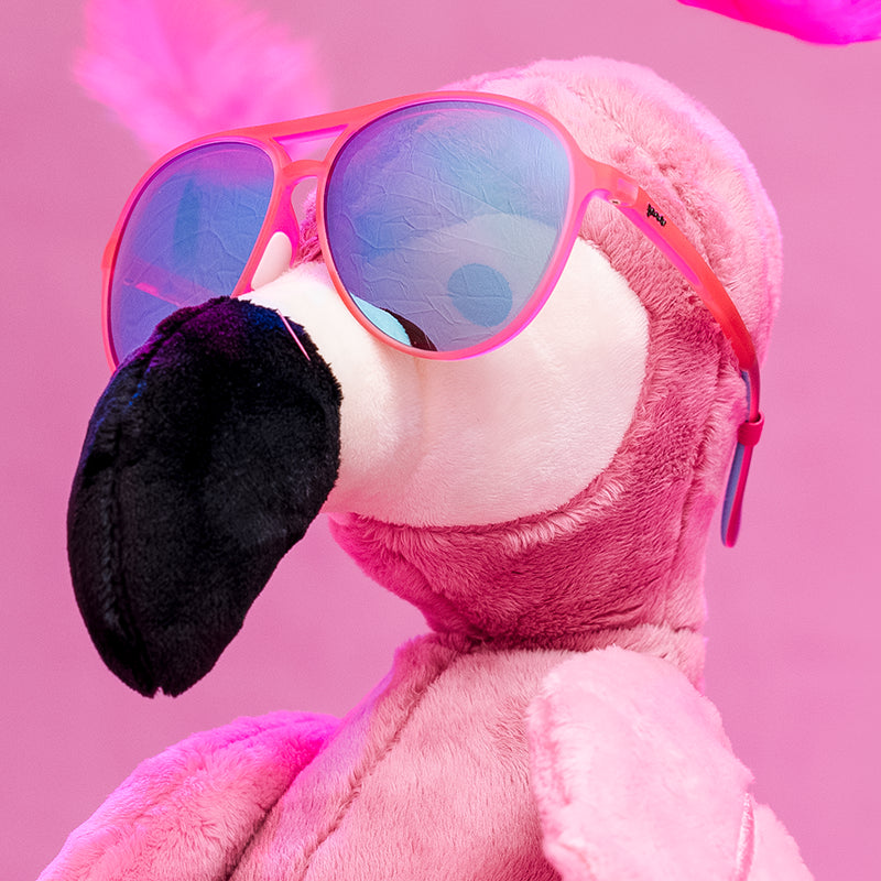 Carl is mijn Co Pilot | roze pilotenmontuur met blauwe glazen | goodr MACH G zonnebril
