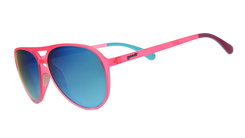 Carl is mijn Co Pilot | roze pilotenmontuur met blauwe glazen | goodr MACH G zonnebril
